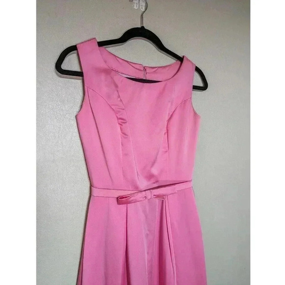 Vintage 1960s Pink Floor Length Gown Dress Bow Maxi Barbie Retro Bridesmaid 60s - Picture 3 of 16